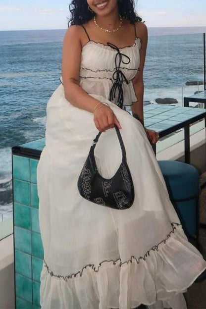 Sweet Fold With Bow U Neck Sleeveless Two Pieces