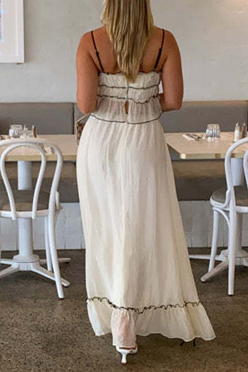 Sweet Fold With Bow U Neck Sleeveless Two Pieces