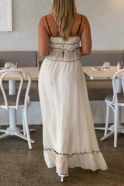 Sweet Fold With Bow U Neck Sleeveless Two Pieces