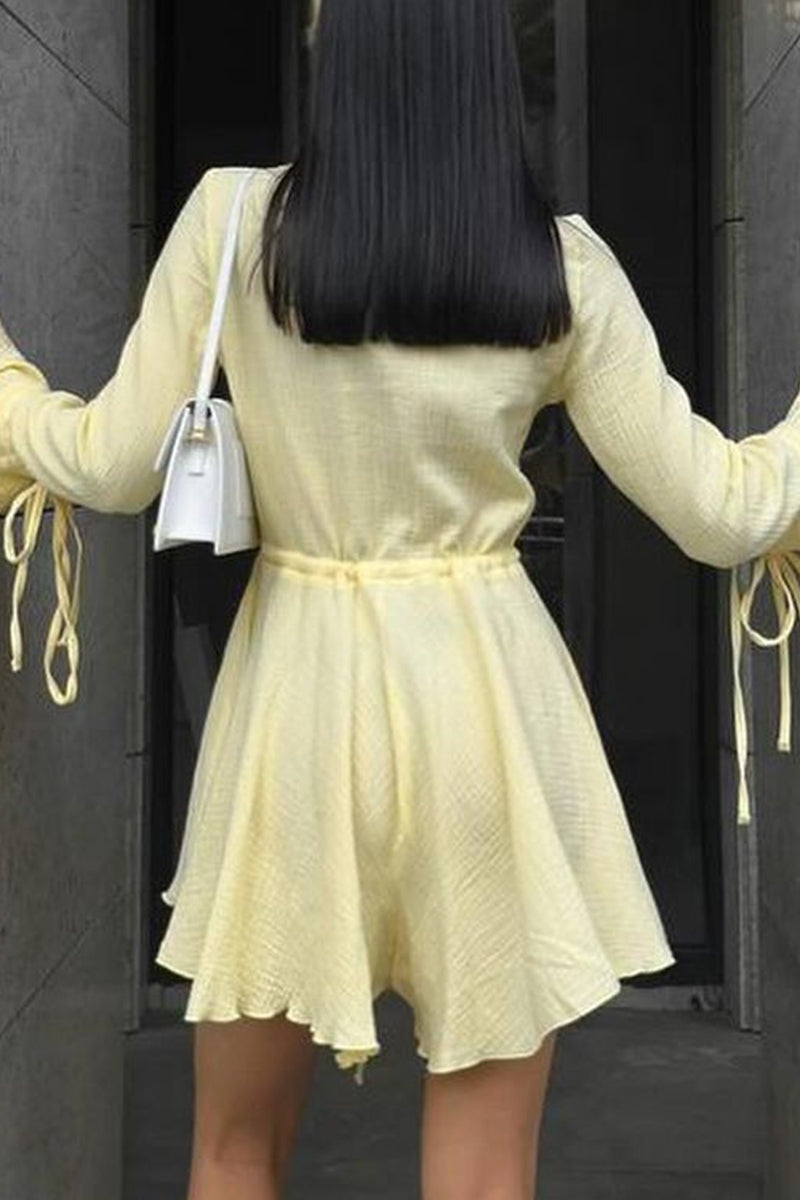Draw String Frenulum V Neck Rompers