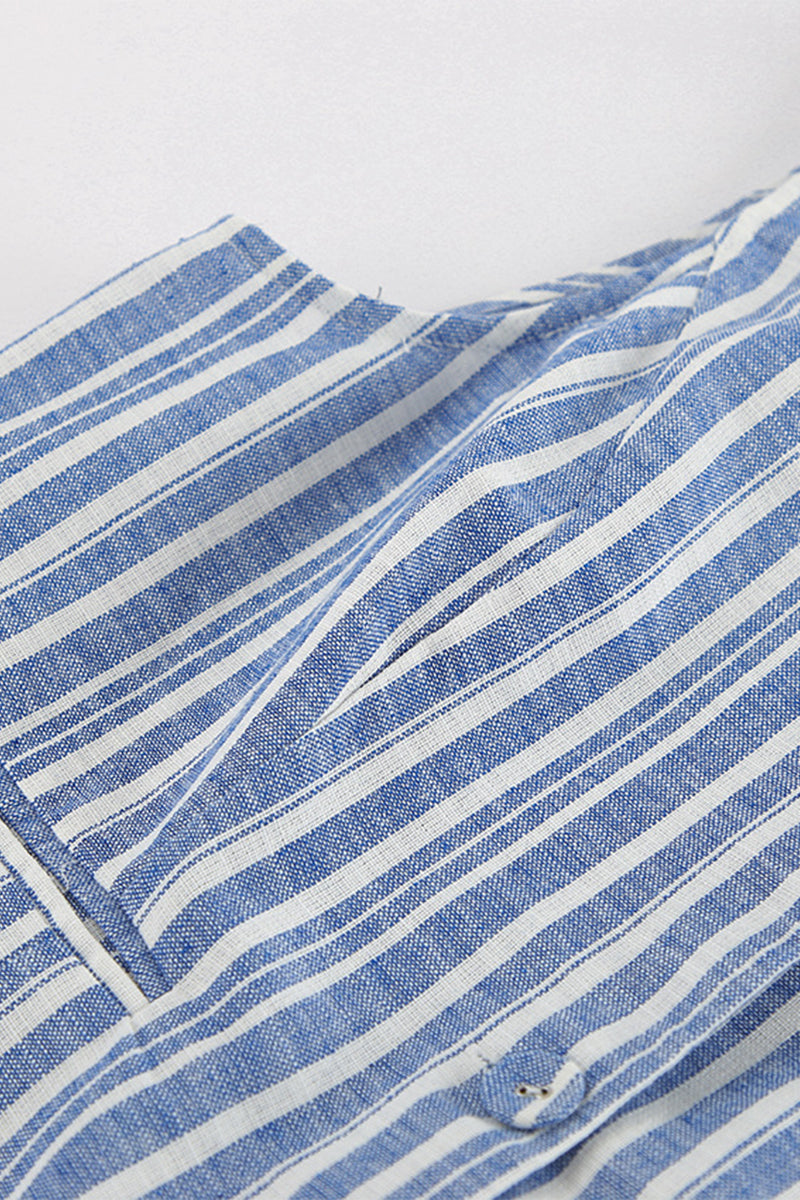 Work Striped Contrast V Neck Sleeveless Two Pieces