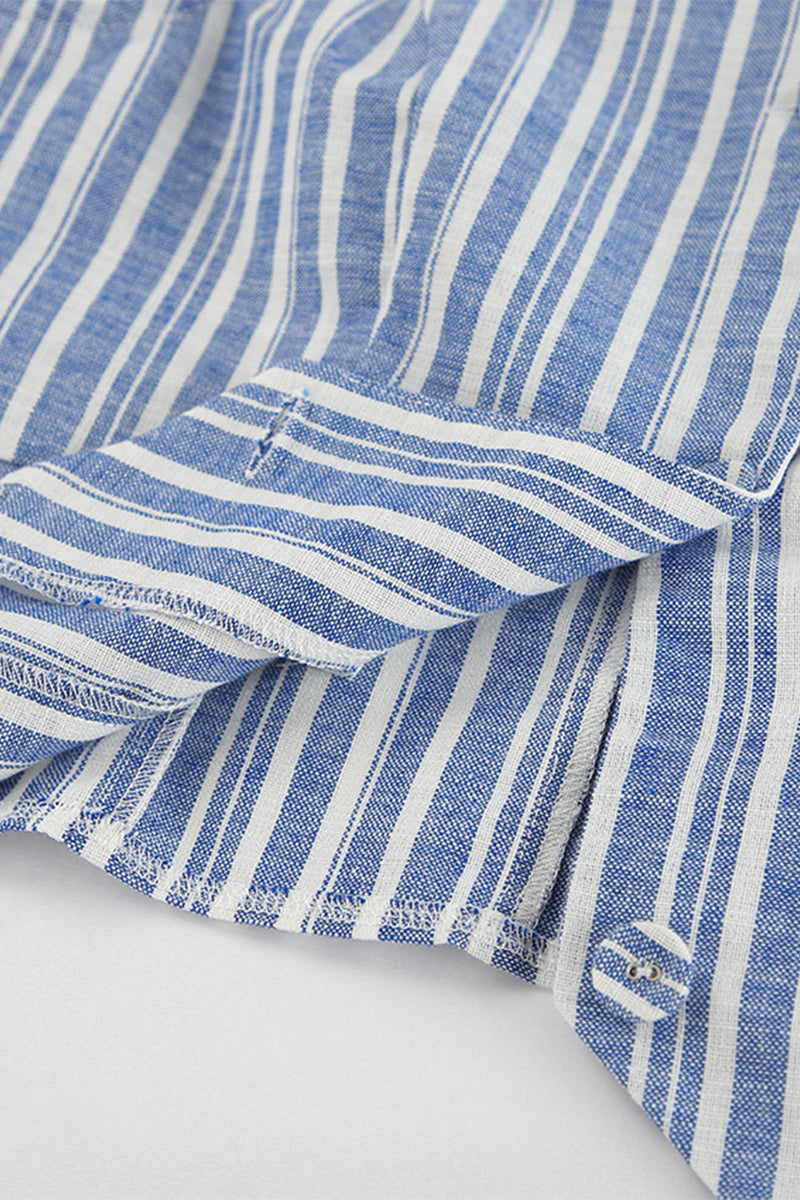 Work Striped Contrast V Neck Sleeveless Two Pieces