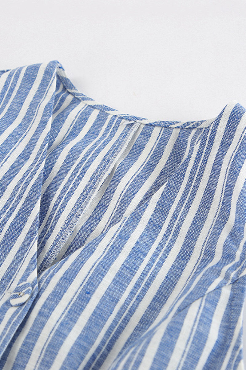 Work Striped Contrast V Neck Sleeveless Two Pieces
