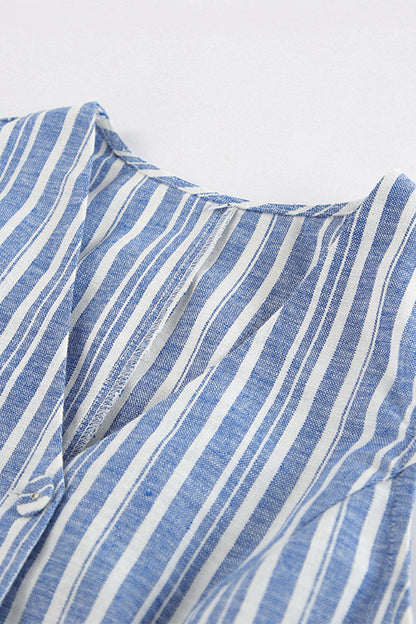 Work Striped Contrast V Neck Sleeveless Two Pieces