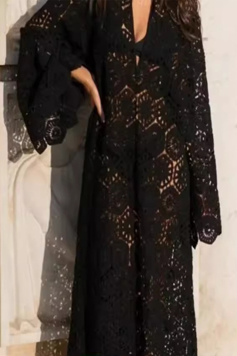 Embroidered V Neck One Step Skirt Dresses