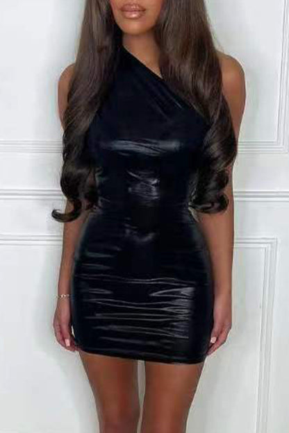 Asymmetrical Oblique Collar Wrapped Skirt Dresses(7 Colors)