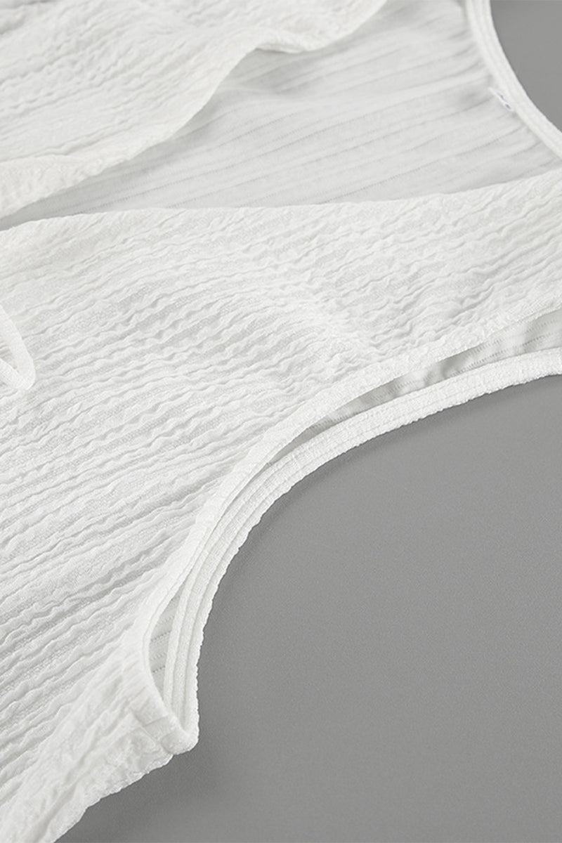 Simplicity Frenulum Fold V Neck Sleeveless Two Pieces