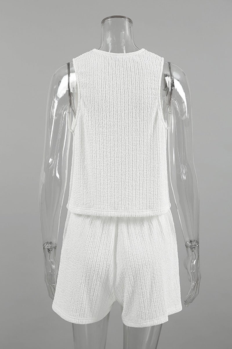 Simplicity Frenulum Fold V Neck Sleeveless Two Pieces