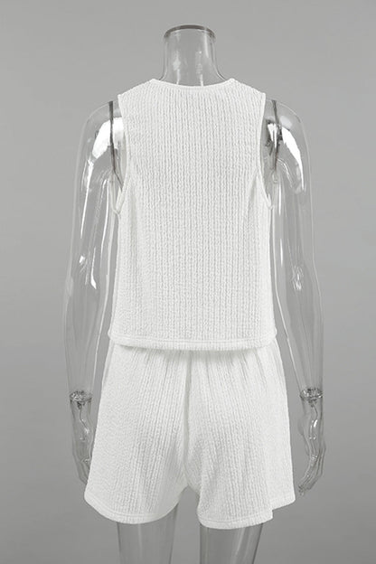 Simplicity Frenulum Fold V Neck Sleeveless Two Pieces