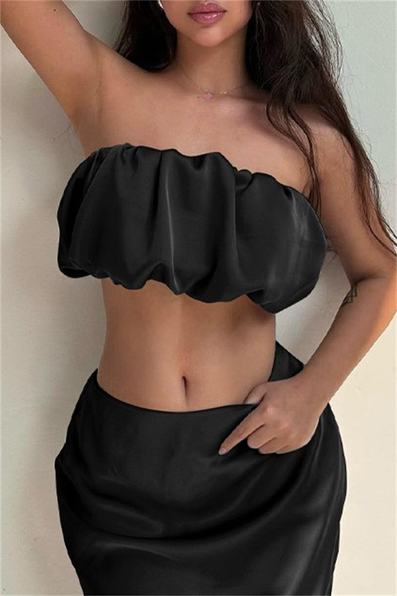 Backless Strapless Sleeveless Two Pieces