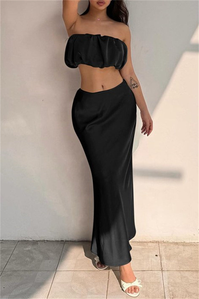 Backless Strapless Sleeveless Two Pieces