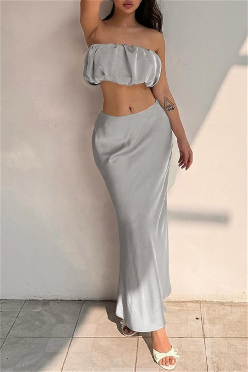 Backless Strapless Sleeveless Two Pieces