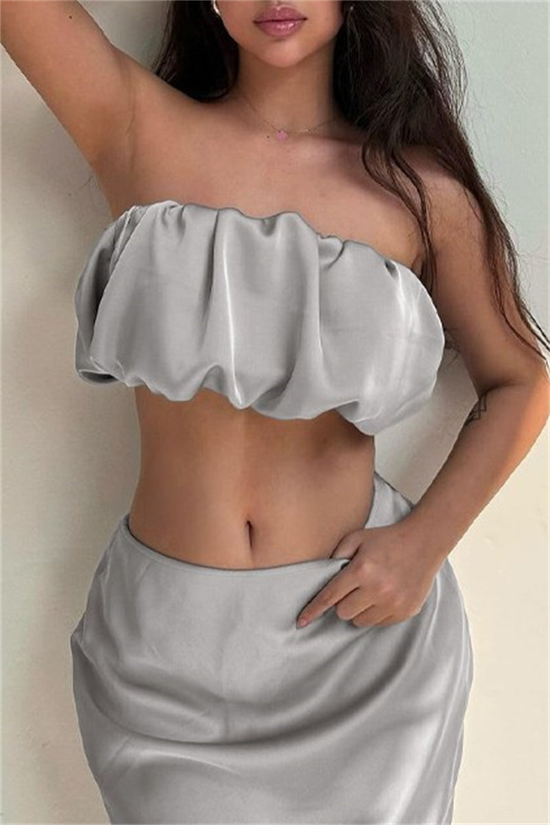Backless Strapless Sleeveless Two Pieces