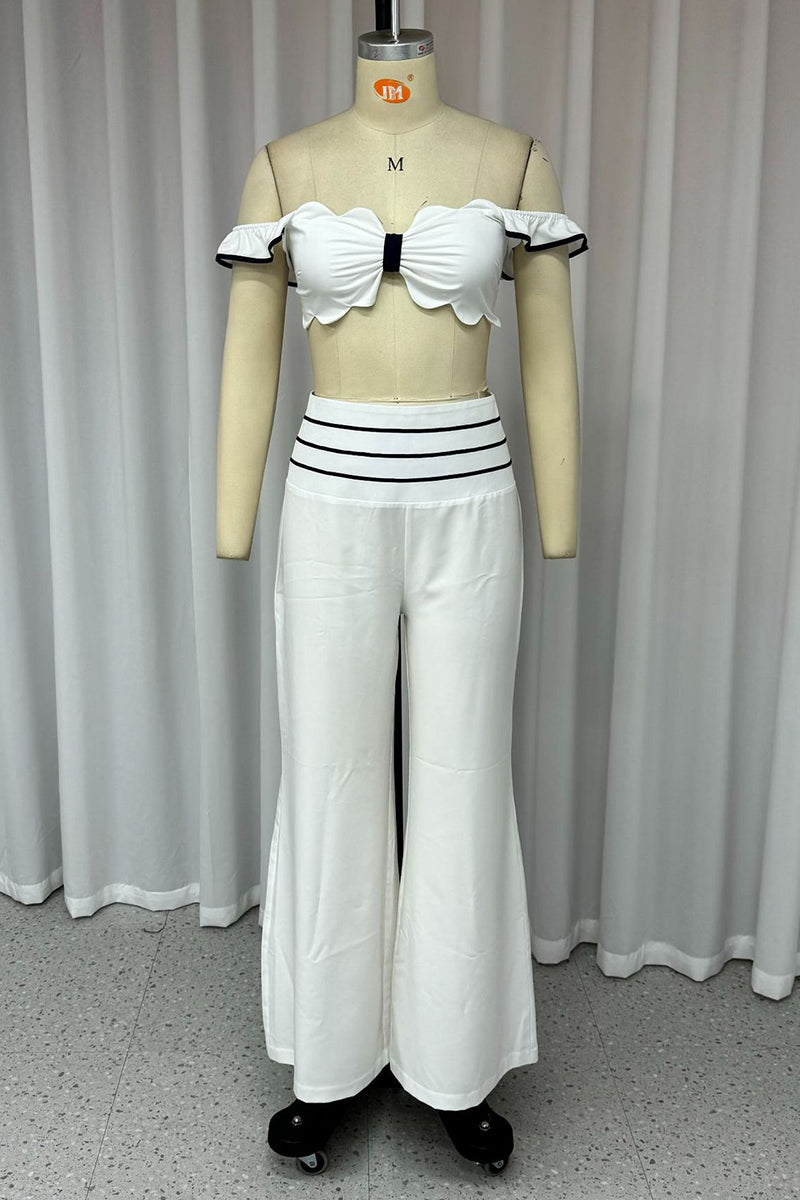 Simplicity Patchwork Flounce Off the Shoulder Two Pieces