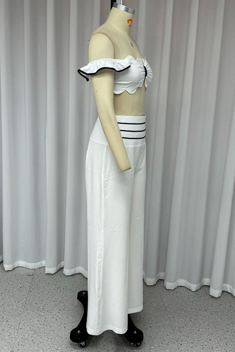 Simplicity Patchwork Flounce Off the Shoulder Two Pieces