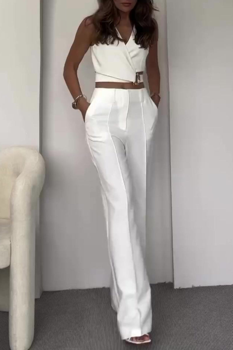 British Style Buttons V Neck Sleeveless Two Pieces