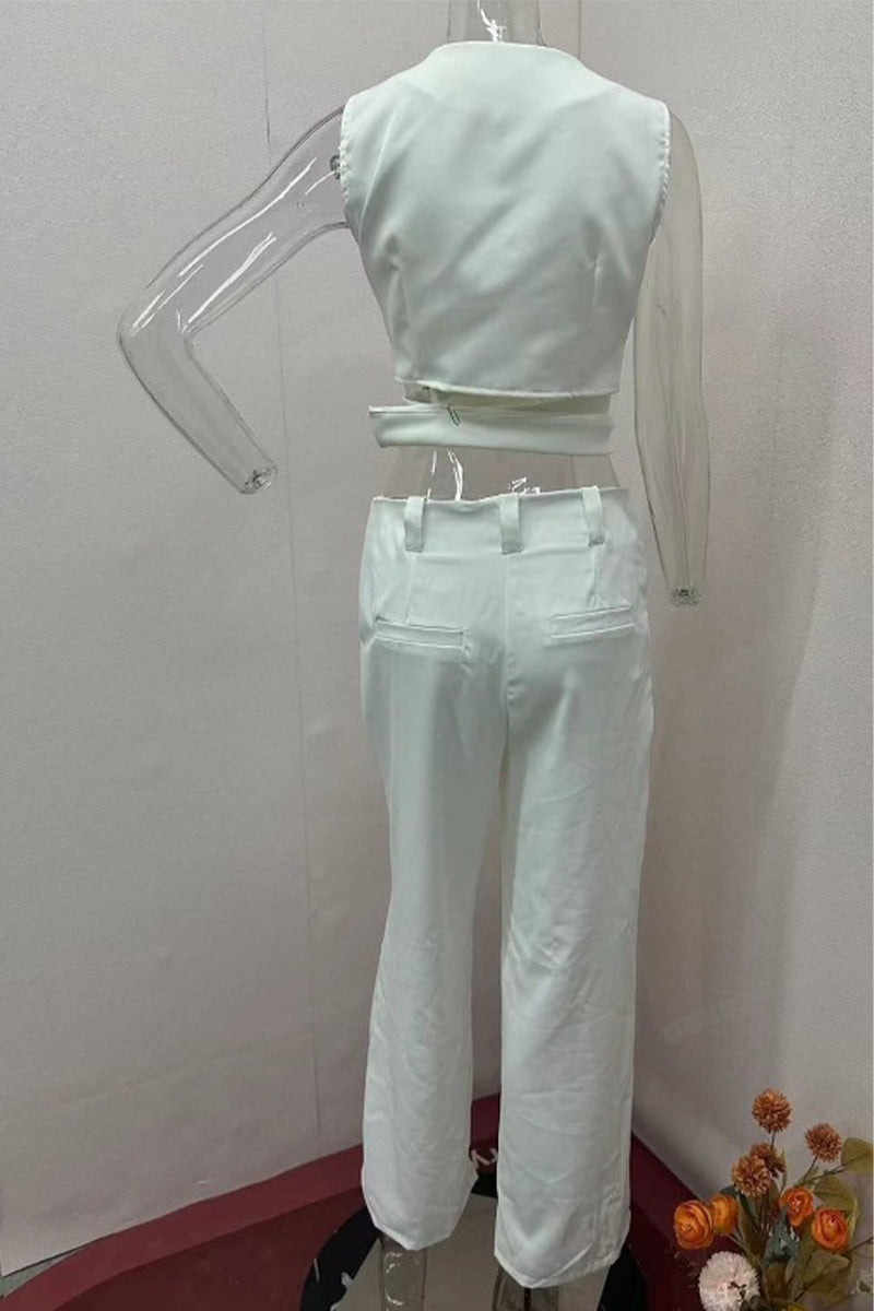 British Style Buttons V Neck Sleeveless Two Pieces