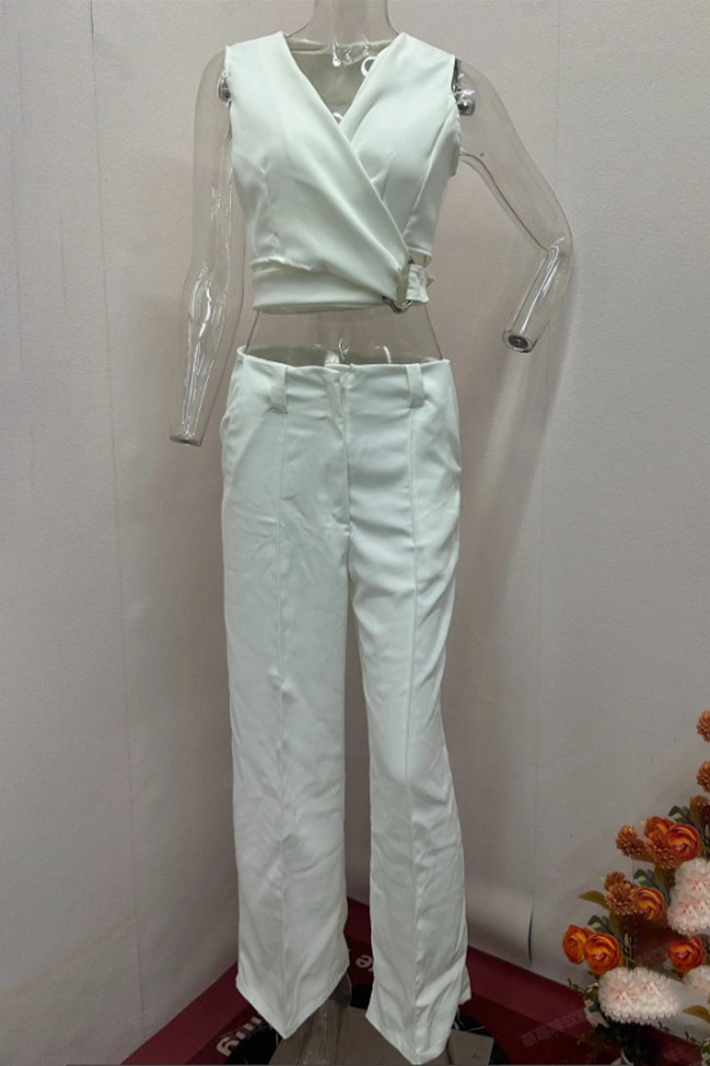 British Style Buttons V Neck Sleeveless Two Pieces