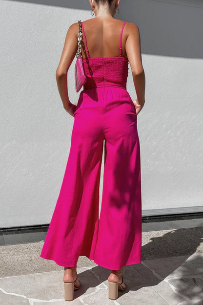 Pocket V Neck Loose Jumpsuits(3 Colors)