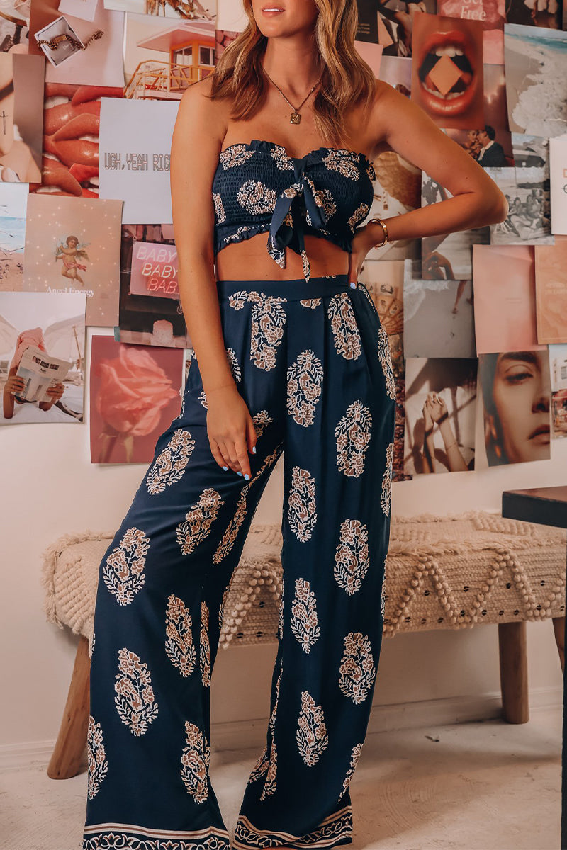 Pocket With Bow Strapless Sleeveless Two Pieces