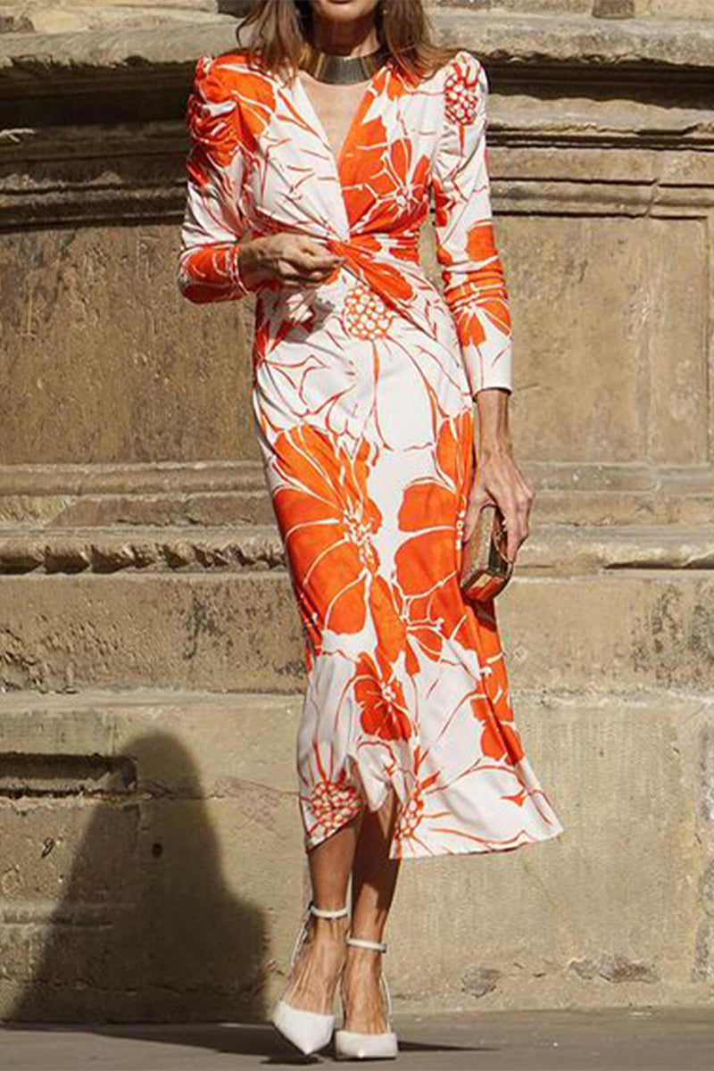 V Neck One Step Skirt Dresses