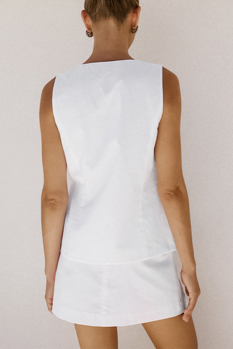 Daily Color Lace Up V Neck Sleeveless Two Pieces
