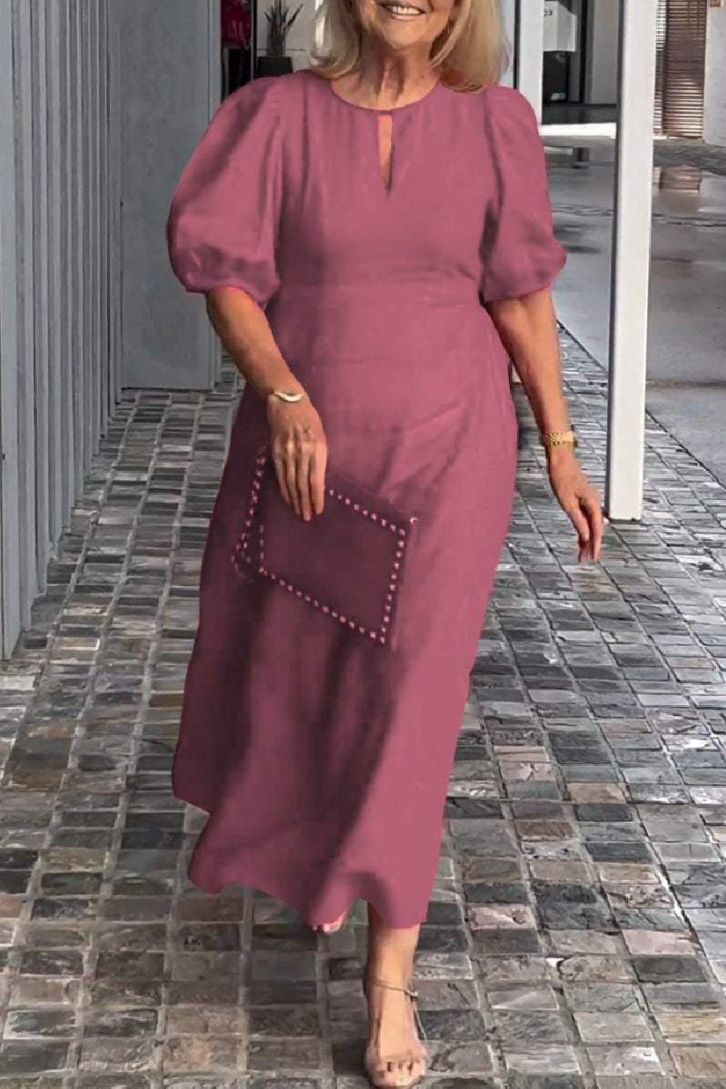 Color Hollow Out O Neck Long Dresses(9 Colors)
