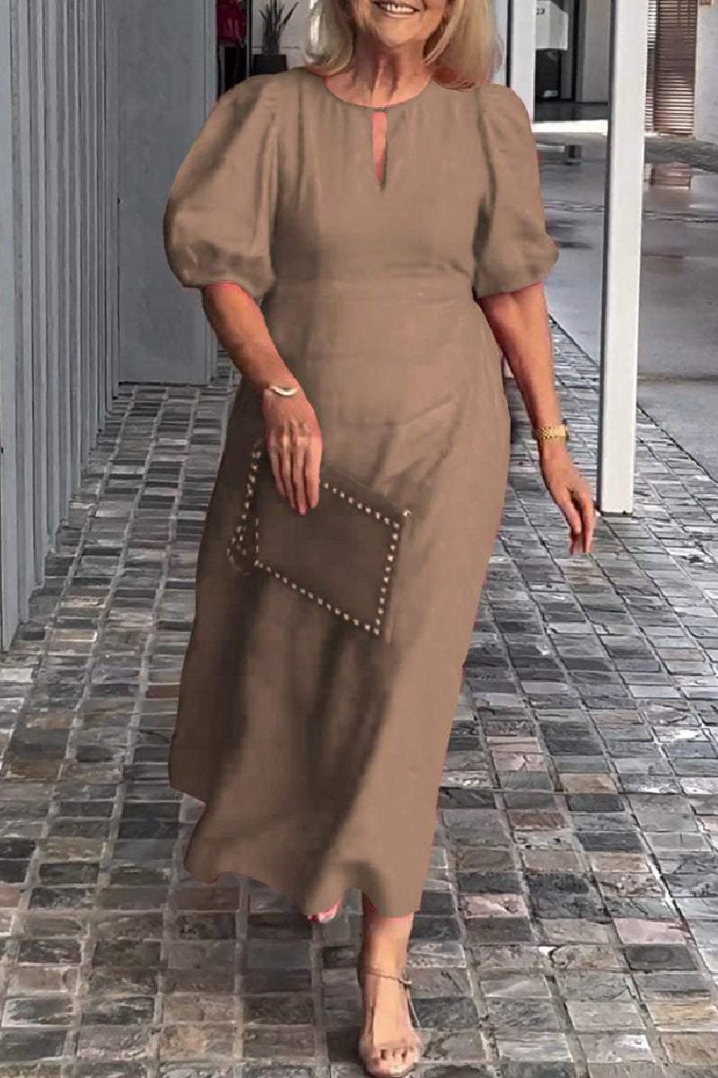 Color Hollow Out O Neck Long Dresses(9 Colors)