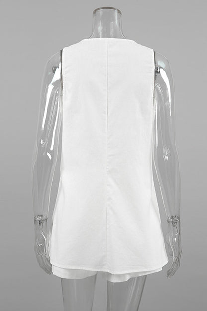 Daily Color Buttons V Neck Sleeveless Two Pieces