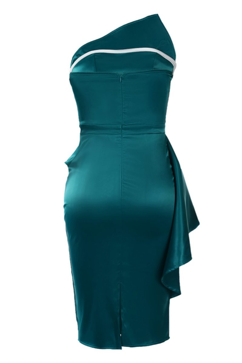 Party Color Backless Patchwork Strapless Wrapped Skirt Dresses