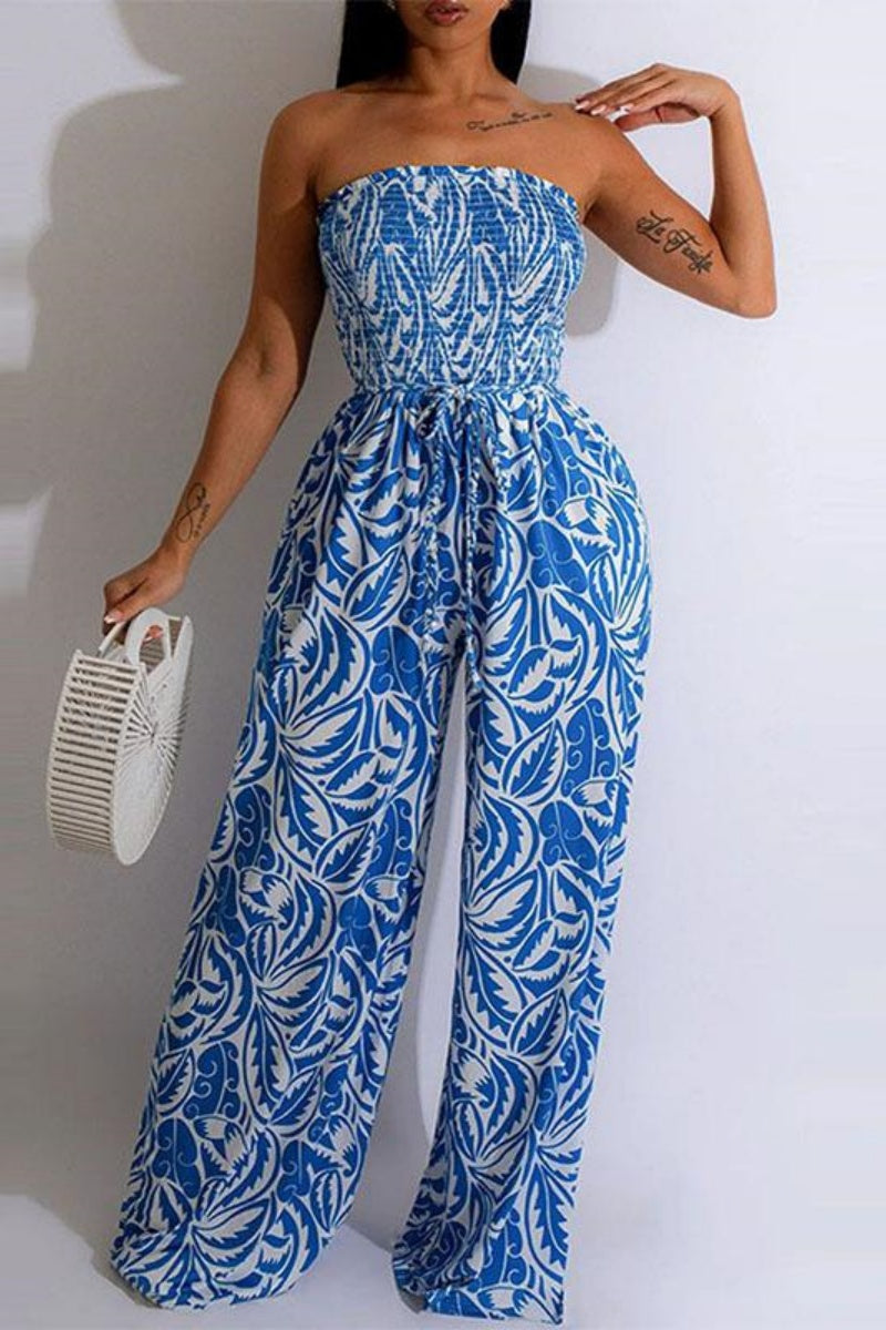 Print Strapless Bodycon Jumpsuits(4 Colors)