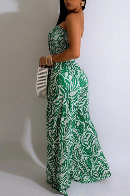 Print Strapless Bodycon Jumpsuits(4 Colors)