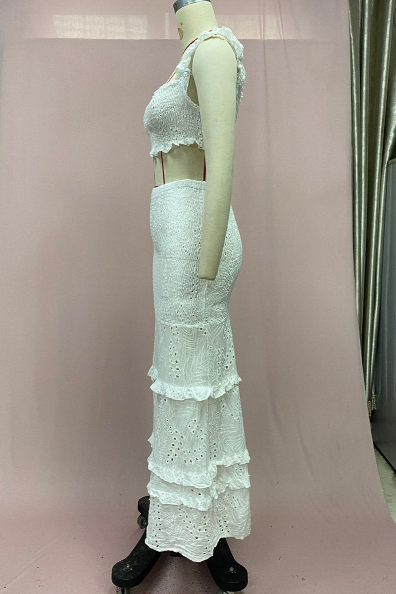 Color Backless Spaghetti Strap Sleeveless Two Pieces