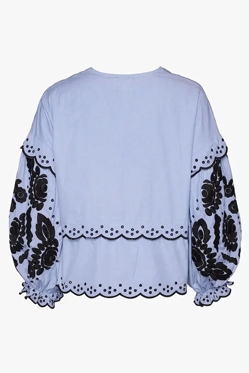 Color Hollow Out Lace Up Patchwork V Neck Blouses(3 Colors)