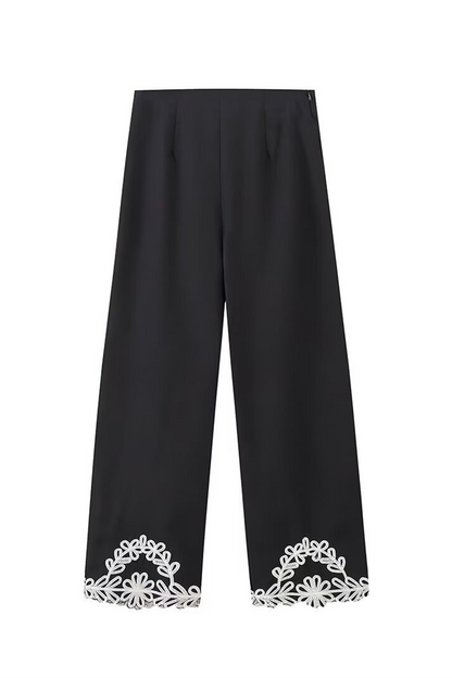 Street Color Embroidered Contrast V Neck Sleeveless Two Pieces