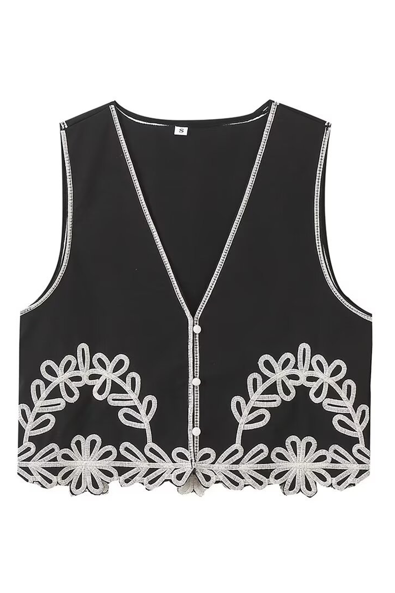 Color Hollow Out Contrast V Neck Sleeveless Two Pieces