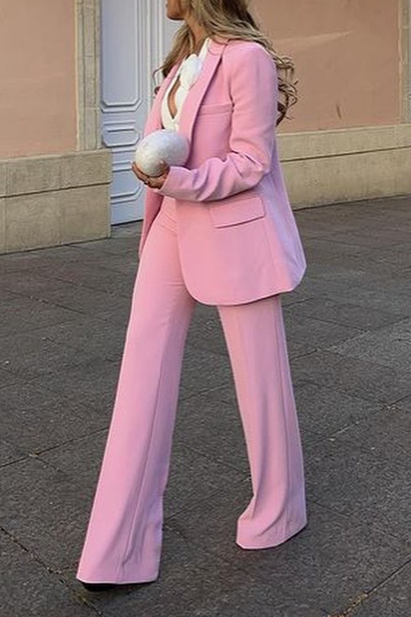 Business Wear Color Patchwork Turn-back Collar Long Sleeve Two Pieces