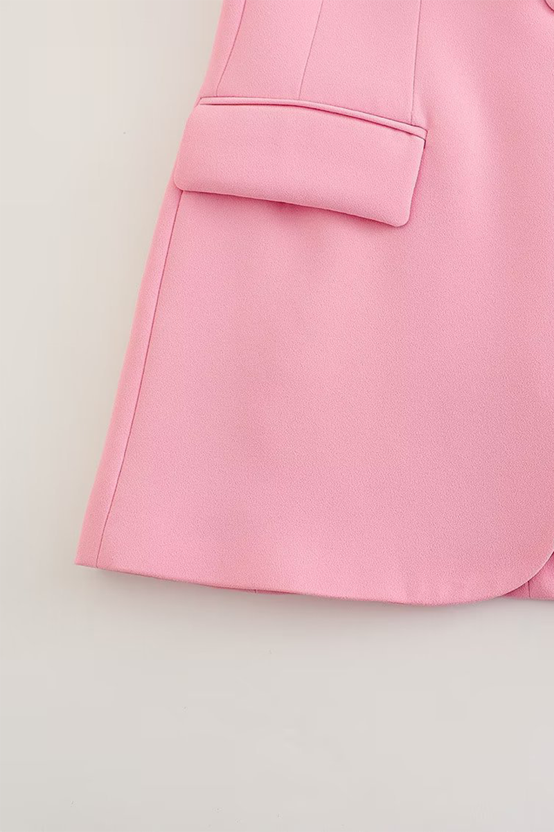 Business Wear Color Patchwork Turn-back Collar Long Sleeve Two Pieces