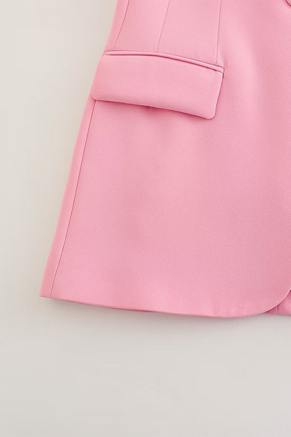 Business Wear Color Patchwork Turn-back Collar Long Sleeve Two Pieces