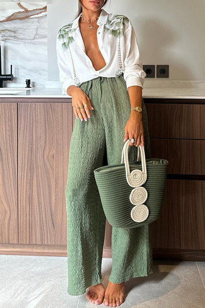 Street Print Patchwork Turndown Collar Long Sleeve Two Pieces