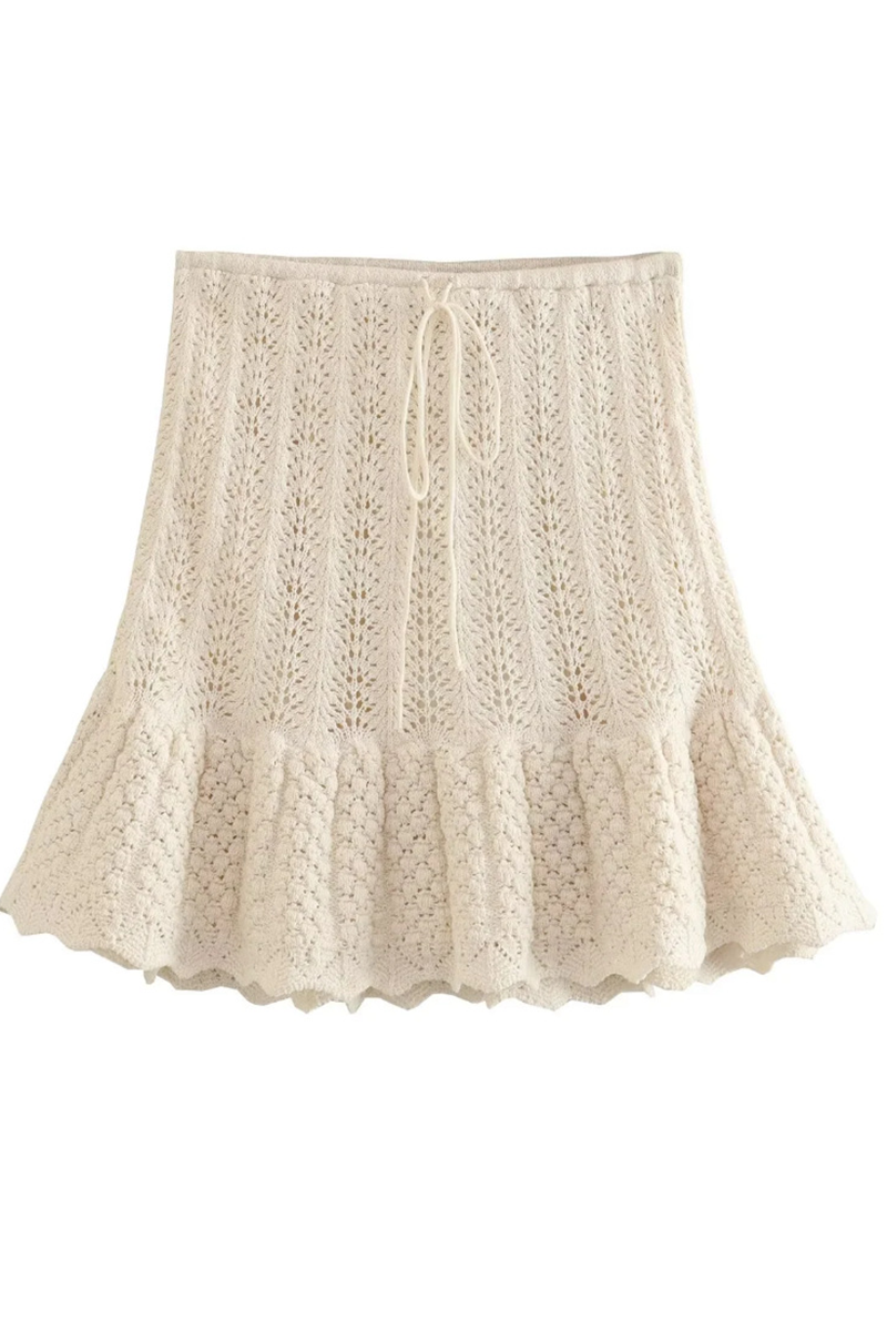 Street Color Hollow Out Weave O Neck Sleeveless Two Pieces