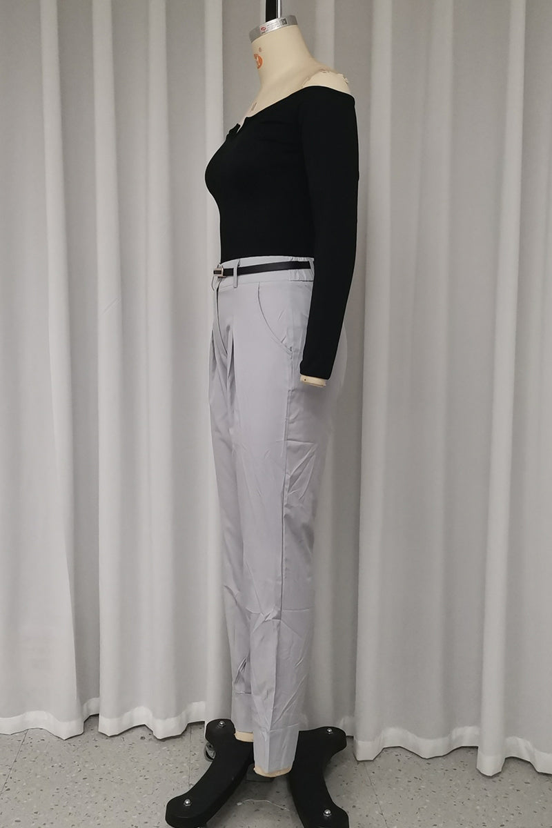 Street Color Pocket Ruched Off Shoulder Long Sleeve Two Pieces
