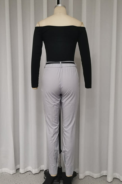 Street Color Pocket Ruched Off Shoulder Long Sleeve Two Pieces