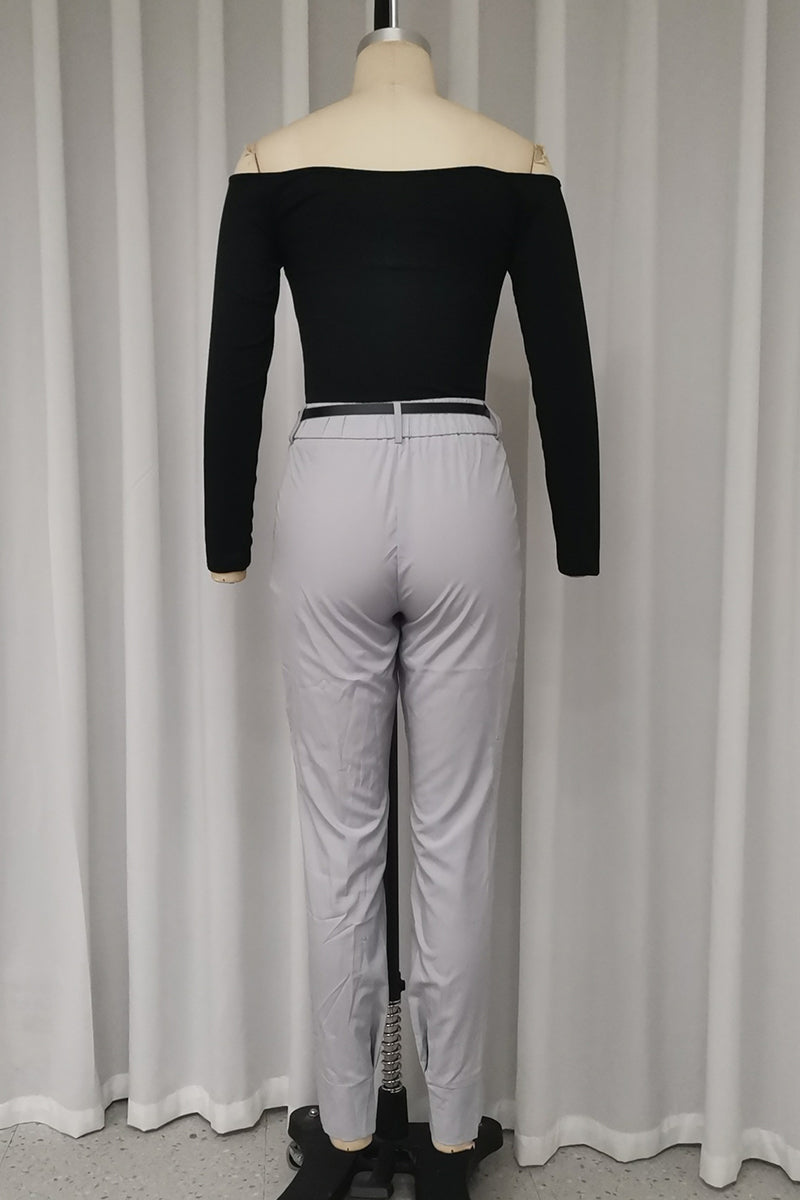 Street Color Pocket Ruched Off Shoulder Long Sleeve Two Pieces