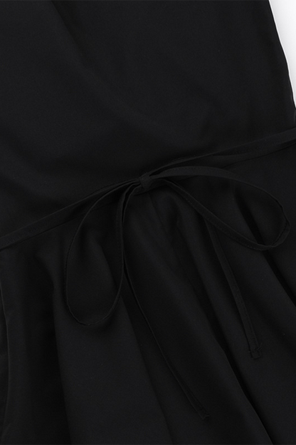 Color Patchwork V Neck Waist Skirt Dresses