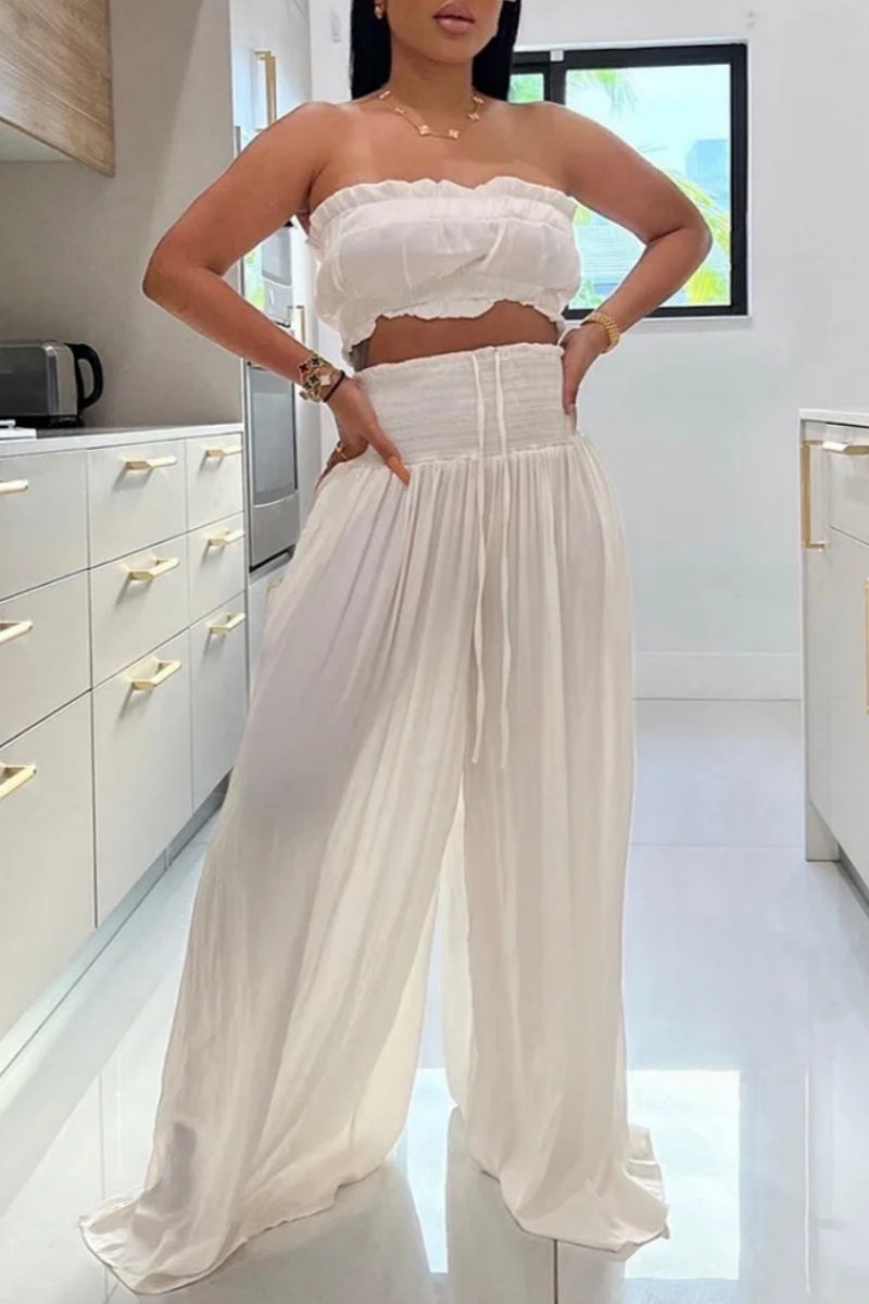 Backless Strapless Sleeveless Two Pieces