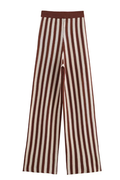 Street Stripe Weave O Neck Sleeveless Two Pieces