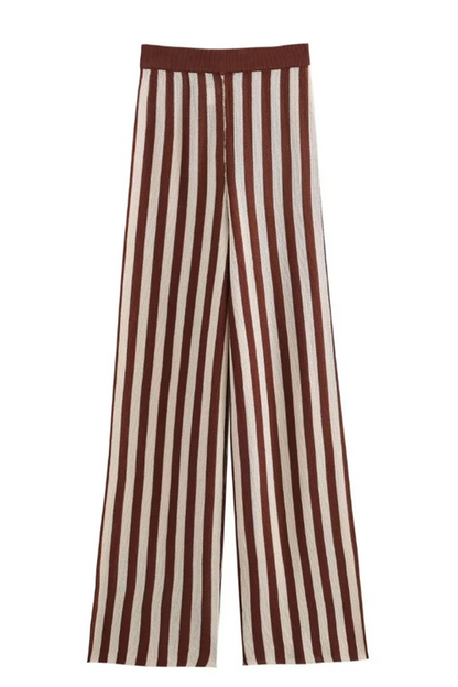 Street Stripe Weave O Neck Sleeveless Two Pieces