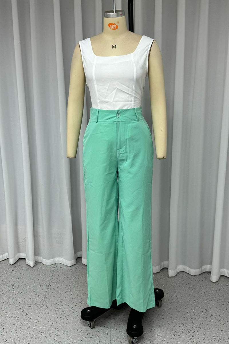 Street Color Lace Up Backless Without Belt Square Neck Sleeveless Two Pieces