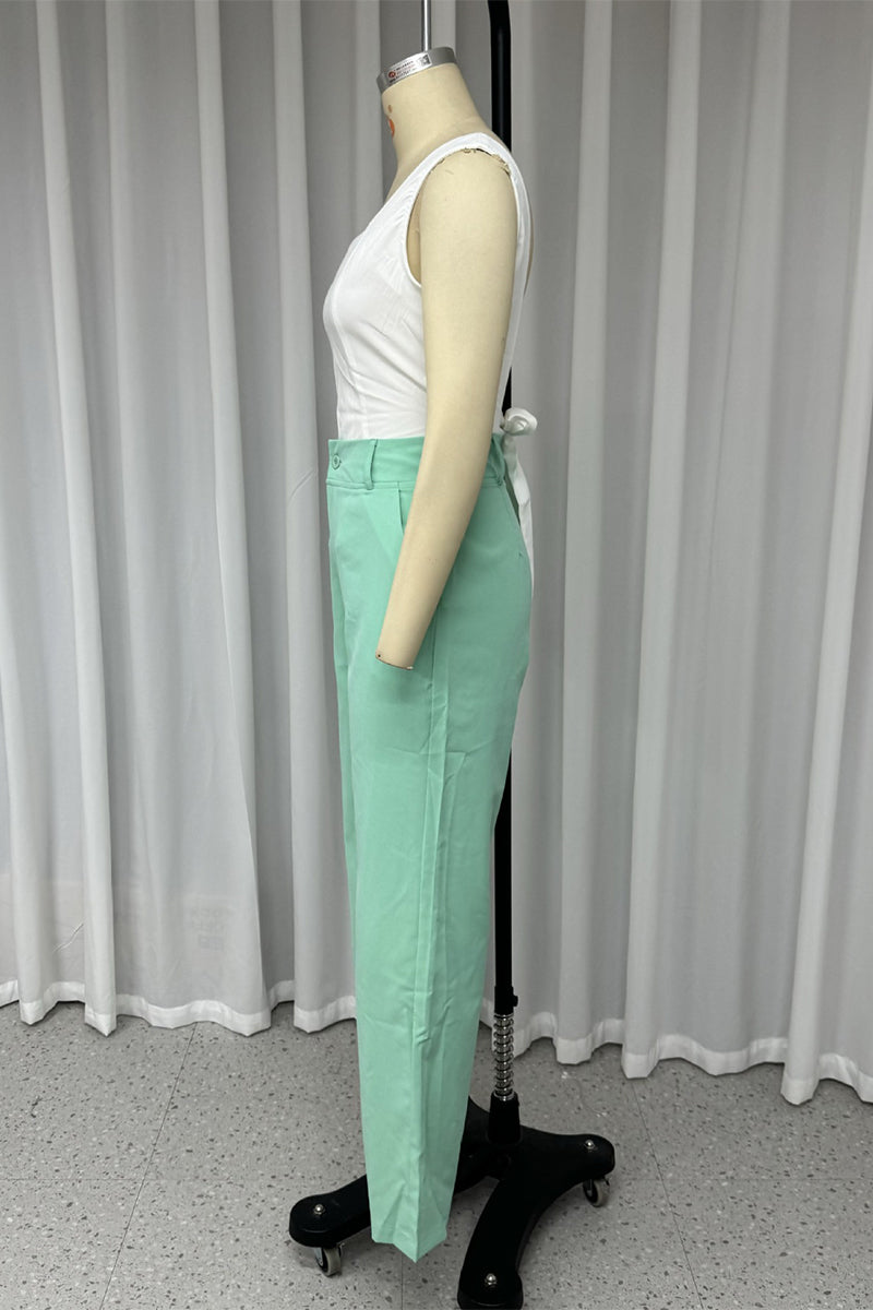 Street Color Lace Up Backless Without Belt Square Neck Sleeveless Two Pieces